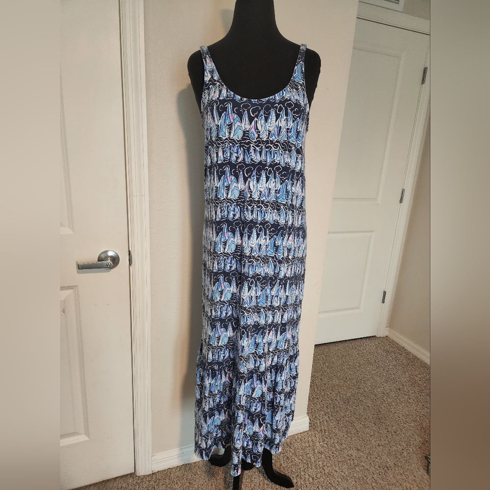 Lilly Pulitzer Blue and White Maxi Dress